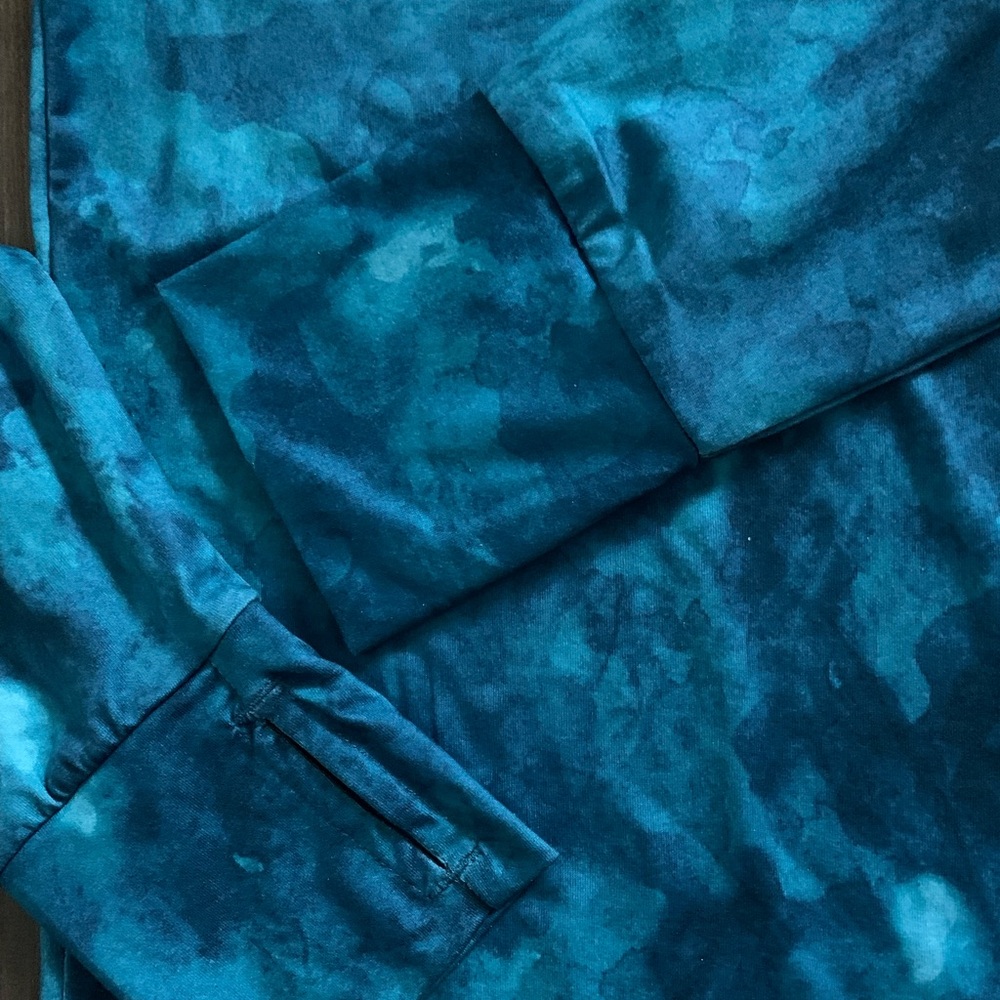 Blue Tie-Dye Athletic Works Pop Over Hoodie - Picture 5 of 8